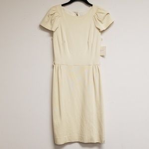 NWT Milly Ivory Flutter Cap Sleeve Sheath Dress P